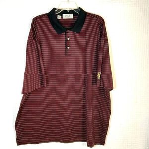 Pringle of Scotland Shirt Mens XXL Polo Red Black Yellow Stripe Metairie CC Logo
